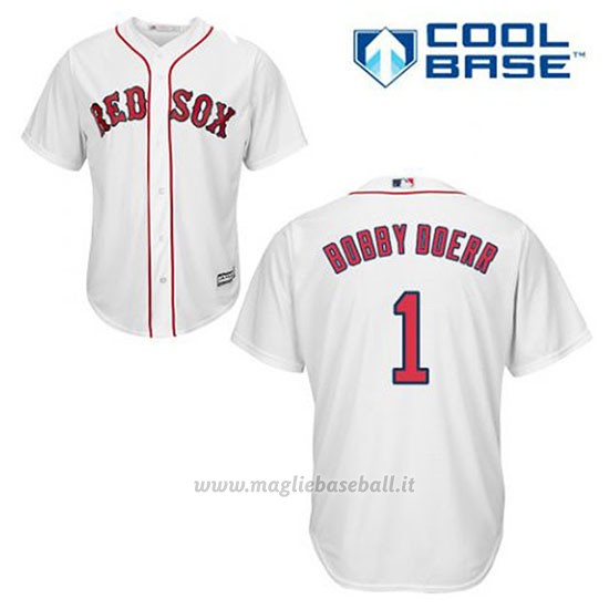 Maglia Baseball Uomo Boston Red Sox 1 Bobby Doerr Bianco 1ªCool Base